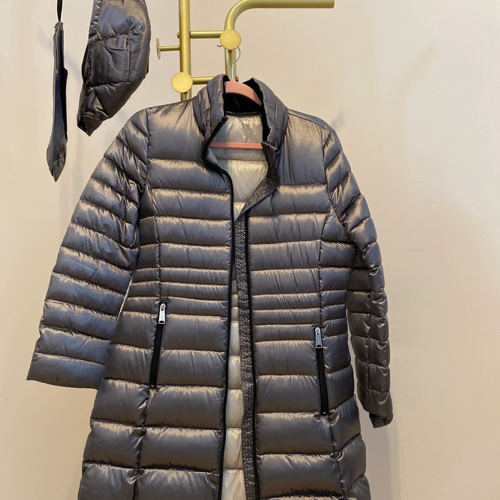 Andrew Marc Gray and Pink Puffer Coat